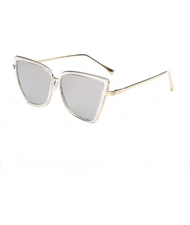 Oversized Cat Eye Sunglasses Women Metal Coating Frame Shades UV Protection - C5 - CS190O87M70 $22.59