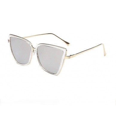 Oversized Cat Eye Sunglasses Women Metal Coating Frame Shades UV Protection - C5 - CS190O87M70 $13.74