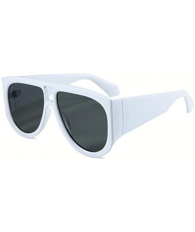 Shield Fashion Oversized Shield Sunglasses Women Sunshade Glasses Vintage Flat Top Round Futuristic Sunglasses - White - CW19...