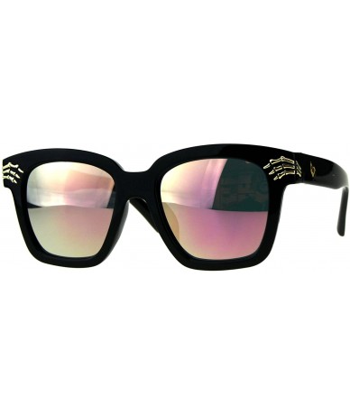 Square Skeleton Fingers Sunglasses Womens Fashion Square Frame Shades UV 400 - Black (Pink Mirror) - C618G5WZS5R $13.01
