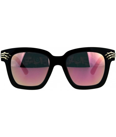 Square Skeleton Fingers Sunglasses Womens Fashion Square Frame Shades UV 400 - Black (Pink Mirror) - C618G5WZS5R $13.01