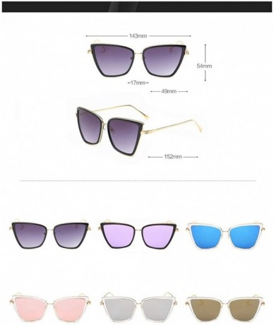 Oversized Cat Eye Sunglasses Women Metal Coating Frame Shades UV Protection - C5 - CS190O87M70 $13.74