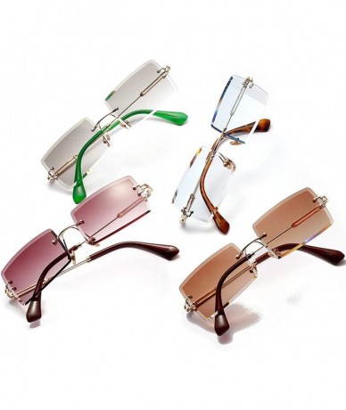 Oval Square Ultra-Small Frame sunglasses for Women Men Rectangle Retro see through lens rimless sunglasses - 11 - CU190E40WN4...