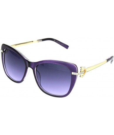 Butterfly Womens Rhinestone Hinge 90s Butterfly Designer Chic Sunglasses - Purple Gold Purple Smoke - CC18OQW9I04 $13.61