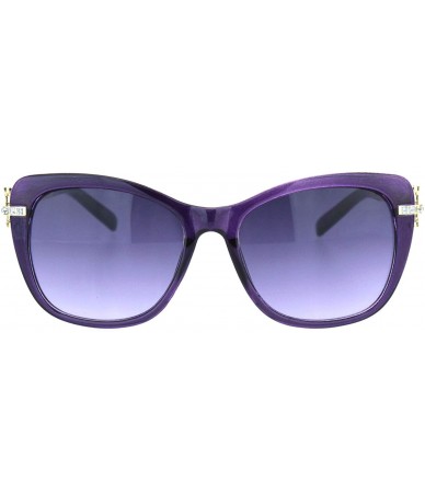 Butterfly Womens Rhinestone Hinge 90s Butterfly Designer Chic Sunglasses - Purple Gold Purple Smoke - CC18OQW9I04 $13.61