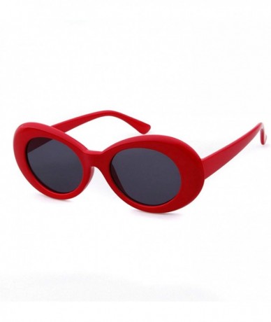 Wayfarer UV400 Clout Goggles Bold Retro Oval Mod Thick Frame Sunglasses - Red Frame&black Lens - CM18D32IA74 $21.27
