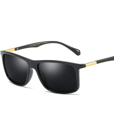 Genuine bamboo sunglasses square men polarized UV400 - Blue
