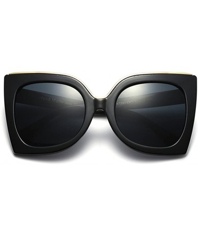 Cat Eye Oversized Cat Eye Sunglasses Women Square Sun Glasses Fashion Accessories UV400 - Full Black - CD18DXCDXK0 $9.28
