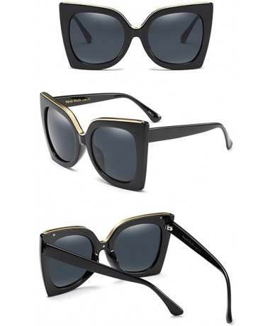 Cat Eye Oversized Cat Eye Sunglasses Women Square Sun Glasses Fashion Accessories UV400 - Full Black - CD18DXCDXK0 $9.28
