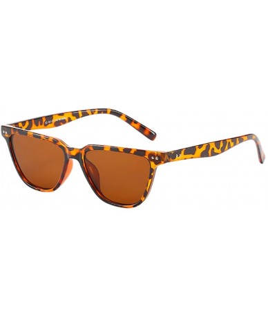 Square Women Vintage Sunglasses Retro Big Frame Square Shaped UV400 Retro Eyewear Fashion Ladies - Brown - CS196EYY4XS $21.14