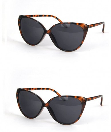 Cat Eye Women Retro Cat Eye Oversized Sunglasses P3028 - 2 Pcs Tortoisesmoke & Tortoisesmoke - C111WYR2OOJ $26.87