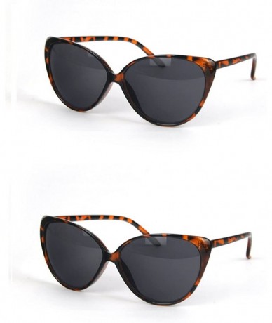 Cat Eye Women Retro Cat Eye Oversized Sunglasses P3028 - 2 Pcs Tortoisesmoke & Tortoisesmoke - C111WYR2OOJ $14.52