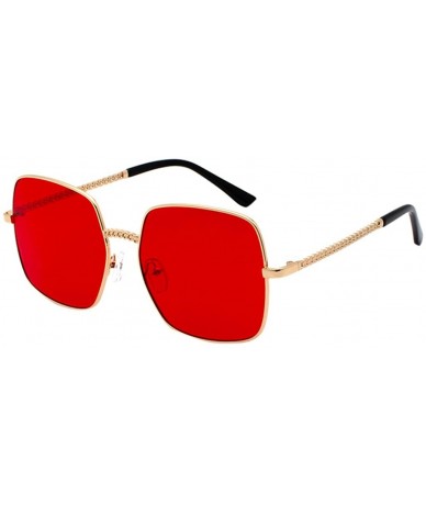 Semi-rimless Polarized Sunglasses-Men Women Metal Frame Sunglasses Gradient Mirrored Lens Fashion Square Eyewear - Rd - CC196...
