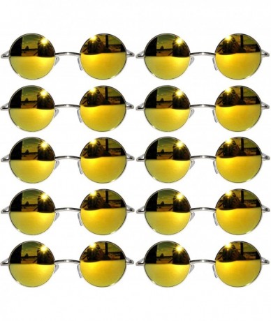 Goggle 10 Pack Round Retro Vintage Circle Style Sunglasses Colored Small Metal Frame - 43_mirror_silver_yellow_10_pairs - C81...