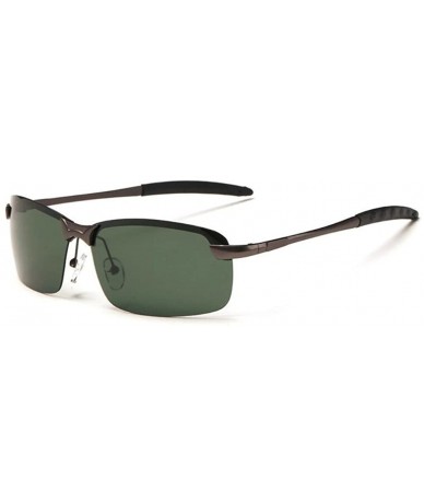 Rectangular Men Classic Retro UV400 Polarized Sunglasses Mirror Driving Half Frame Glasses - Grey Green - C6182853O89 $8.36
