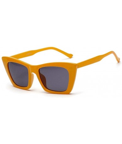 Cat Eye Fashion Luxury Cat Eye Sunglasses Women Brand Designer Yellow AS PICTURE - White Brown - C518XDWXH75 $10.54