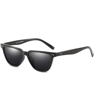 Oversized Vintage Square Sunglasses for Men and Women Plastic AC UV400 Sunglasses - Black - CF18SZUGTM9 $33.07