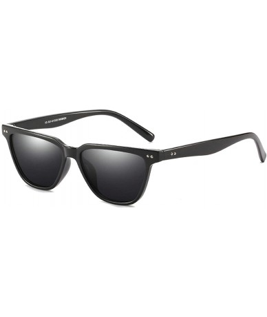 Oversized Vintage Square Sunglasses for Men and Women Plastic AC UV400 Sunglasses - Black - CF18SZUGTM9 $18.21