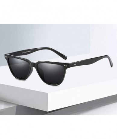 Oversized Vintage Square Sunglasses for Men and Women Plastic AC UV400 Sunglasses - Black - CF18SZUGTM9 $18.21