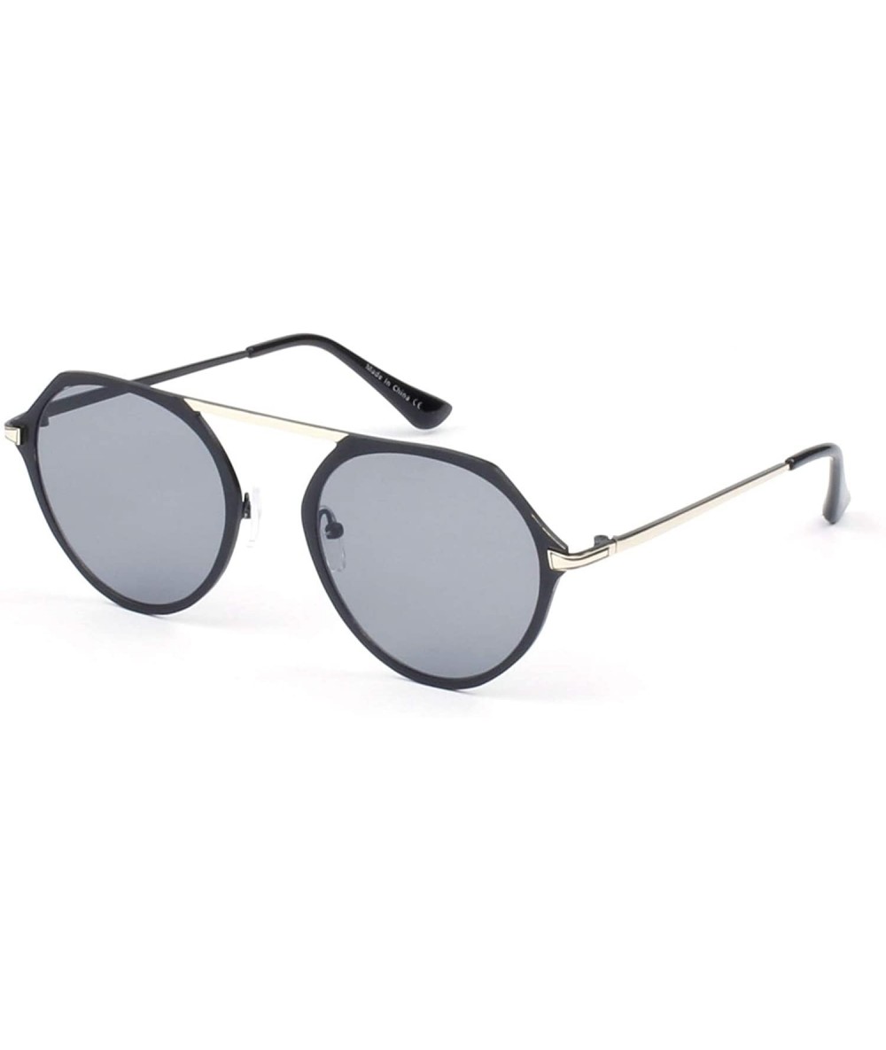 Goggle Women Retro Circle Round Mirrored UV Protection Fashion Sunglasses - Black - CV18WR9T00Q $23.57