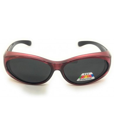 Oval Fit Over Sunglasses For Women - Polarized Fitover Sunglasses - Sunglasses Over Prescription Glasses - Burgundy - CD1963C...