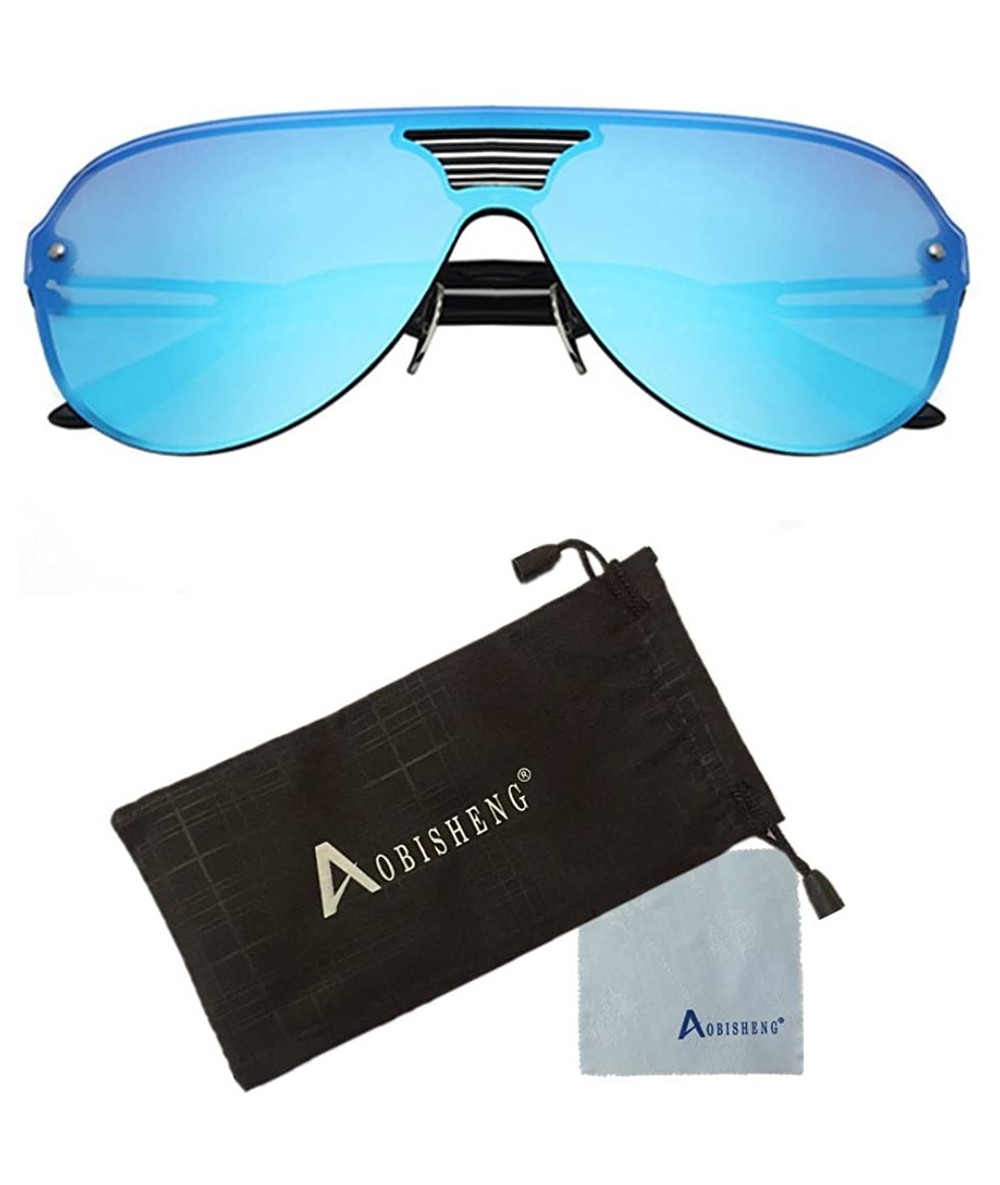 Wayfarer Fashion Metal Frame Polarized UV400 Mirrored Sunglasses - Blue - CS12GYK2JRX $12.46