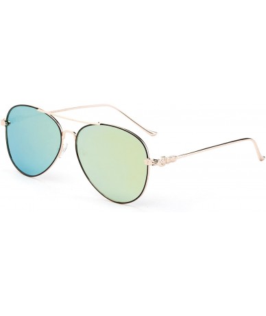 Aviator New Trending Aviator Fashion Sunglasses for Women UV Protection Lenses - Gold/Yellow Green - C817YE3CDM9 $11.29