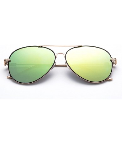 Aviator New Trending Aviator Fashion Sunglasses for Women UV Protection Lenses - Gold/Yellow Green - C817YE3CDM9 $11.29
