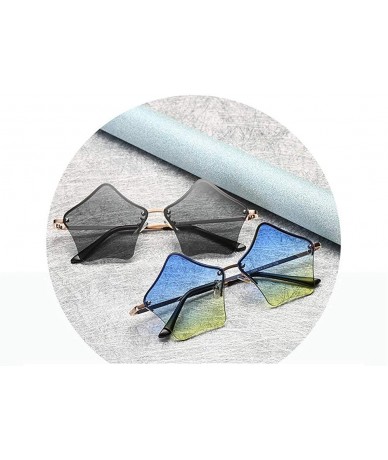 Oversized Super Cute Star Shape Rimless Sunglasses Metal Frame Transparent Candy Color Eyewear - Silver-black - CS188HS54E0 $...