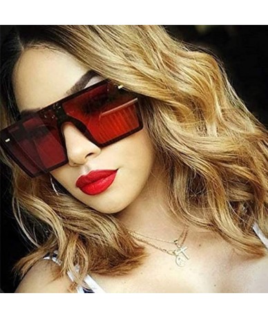 Square Oversized Square Sunglasses Women Luxury Fashion Flat Top Red Black Clear Lens Men Gafas Shade Mirror UV400 - 3 - CH18...