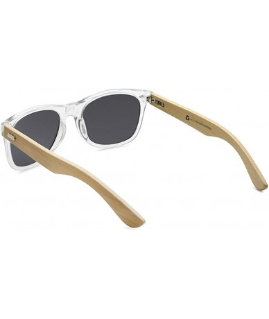 Aviator Wholesale Bamboo Sunglasses Eco Friendly Modern Retro 80's Classic - 10 Pack - Crystal Clear - Smoke Lens - CP17AZQOR...