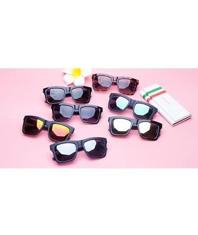 Square Classic Polarized Sunglasses For Men Retro Square Frame Mirrored Lens- UV400 - Gold Lens/Black Frame - CE18ESG2KRQ $12.50