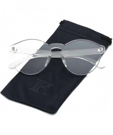 Round Fashion Party Rimless Sunglasses Transparent Candy Color Eyewear LK1737 - Transparent - CS186X75427 $8.47