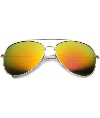 Aviator Oversize Large Teardrop Color Mirrored Lens Mod Aviator Sunglasses 60mm - Gold / Fire - C2124K99G7B $9.63