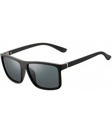 Sport Mens Square Polarized Sunglasses Lightweight Boys Stylish Driving Sun Glasses - TAC- UV400 - A1 Matte Black/Grey - C818...