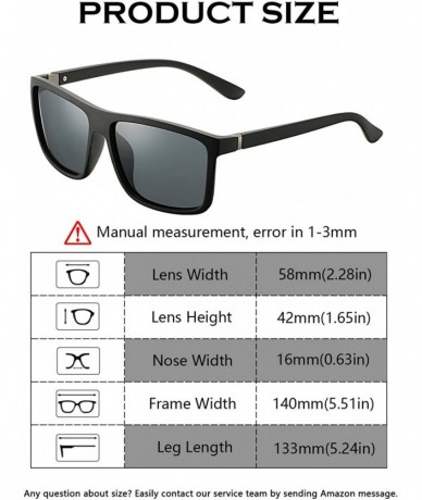 Sport Mens Square Polarized Sunglasses Lightweight Boys Stylish Driving Sun Glasses - TAC- UV400 - A1 Matte Black/Grey - C818...