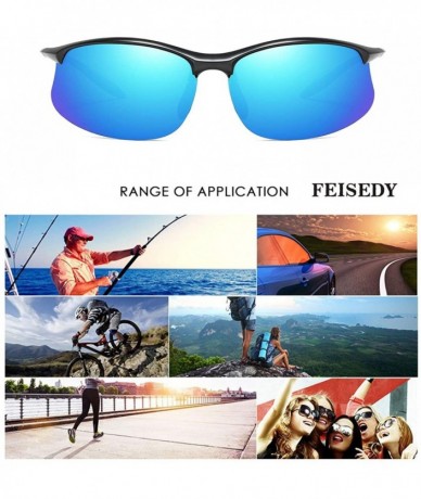 Rimless Polarized Sports Sunglasses Men Outdoor Running Riding TR Frame Sunglasses B2484 - Blue - C518QZXIS2G $14.67