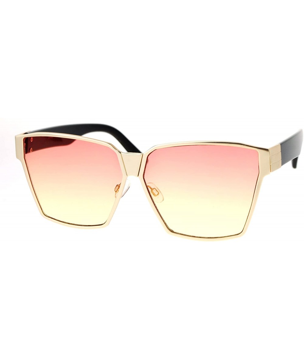 Butterfly Womens Color Gradient Futurism Oversize Diva Squared Butterfly Sunglasses - Gold Pink Yellow - CG12N12T6XK $14.52