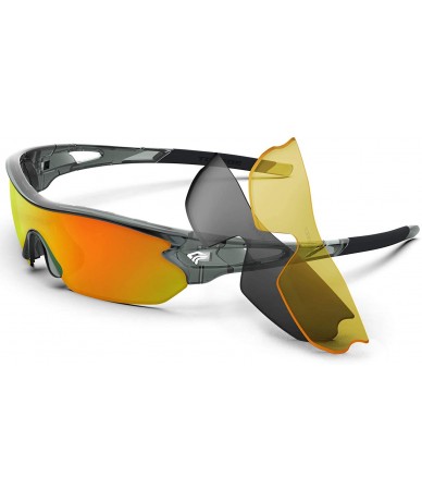 Goggle Polarized Sunglasses Interchangeable Baseball - Transparent Gray&orange Lens - CB12LTWA7CJ $29.78