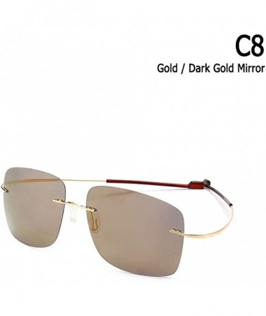 Semi-rimless Rimless Square Titanium Sunglasses Men Ultralight Driving Design Sun Glasses - C8 - C018Y393O43 $54.74