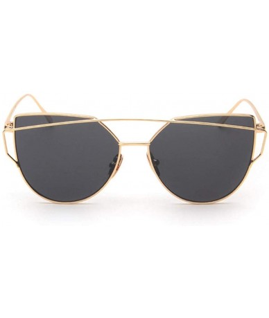 Cat Eye Fashion Sunglasses Coating Mirror Glasses - Gold - CT18UKYET04 $9.43