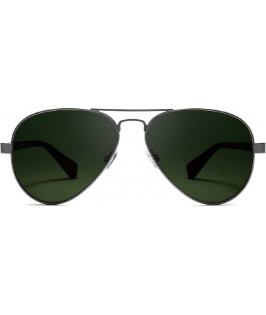Aviator Runaway - Aviator Women's & Men's Sunglasses - 60 mm - Brushed Silver / Dark Green - CQ18DIYM8G8 $46.72
