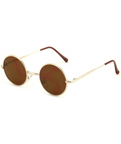 Oval Casual Fashion Small Round Circle Thin Metal Frame Unisex Sunglasses Lennon - Gold - CA125QXCI0H $11.52