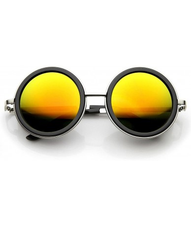 Oversized Unisex Premium Round Flash Mirror Studio Cover Sunglasses - Silver-black Sun - C111XSZ7AZN $31.45
