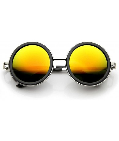 Oversized Unisex Premium Round Flash Mirror Studio Cover Sunglasses - Silver-black Sun - C111XSZ7AZN $12.65