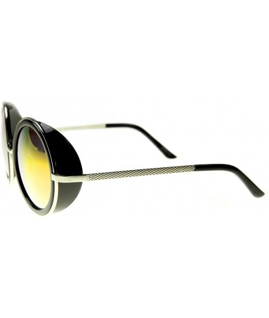 Oversized Unisex Premium Round Flash Mirror Studio Cover Sunglasses - Silver-black Sun - C111XSZ7AZN $12.65