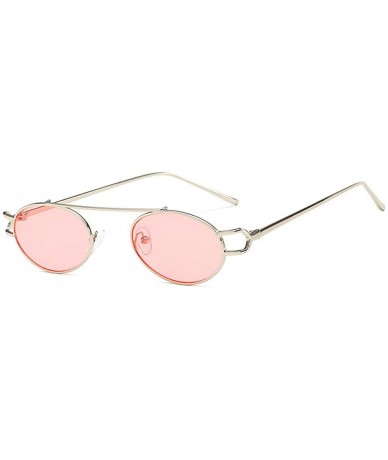 Round Stylish New Oval Lady Little Circular Glasses Metal Small Round Frame Vintage Men Sunglasses UV400 - Pink - CJ18QST9KSQ...