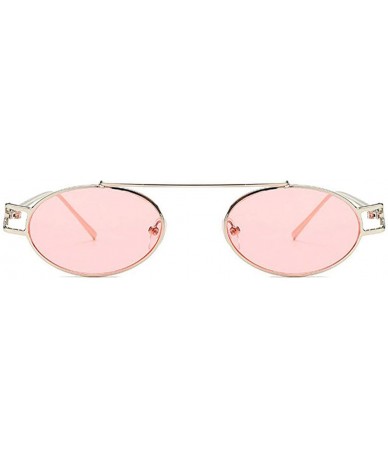 Round Stylish New Oval Lady Little Circular Glasses Metal Small Round Frame Vintage Men Sunglasses UV400 - Pink - CJ18QST9KSQ...