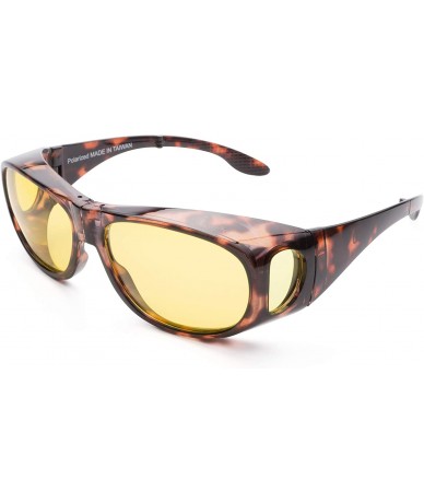 Oval Folding Fitover Blue Light Blocking Night Glasses - Made in Taiwan - Whiskey Tortoise - CI18HDW2X0G $26.21