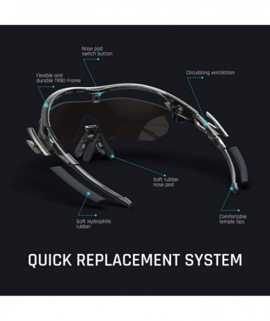 Goggle Polarized Sunglasses Interchangeable Baseball - Transparent Gray&orange Lens - CB12LTWA7CJ $46.80